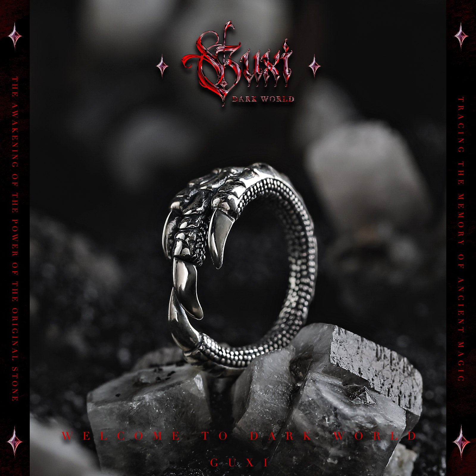 BySilverStone Dragon Claw Adjustable Sterling Silver Ring - Handmade Men's Gothic Punk Jewelry, No Stone