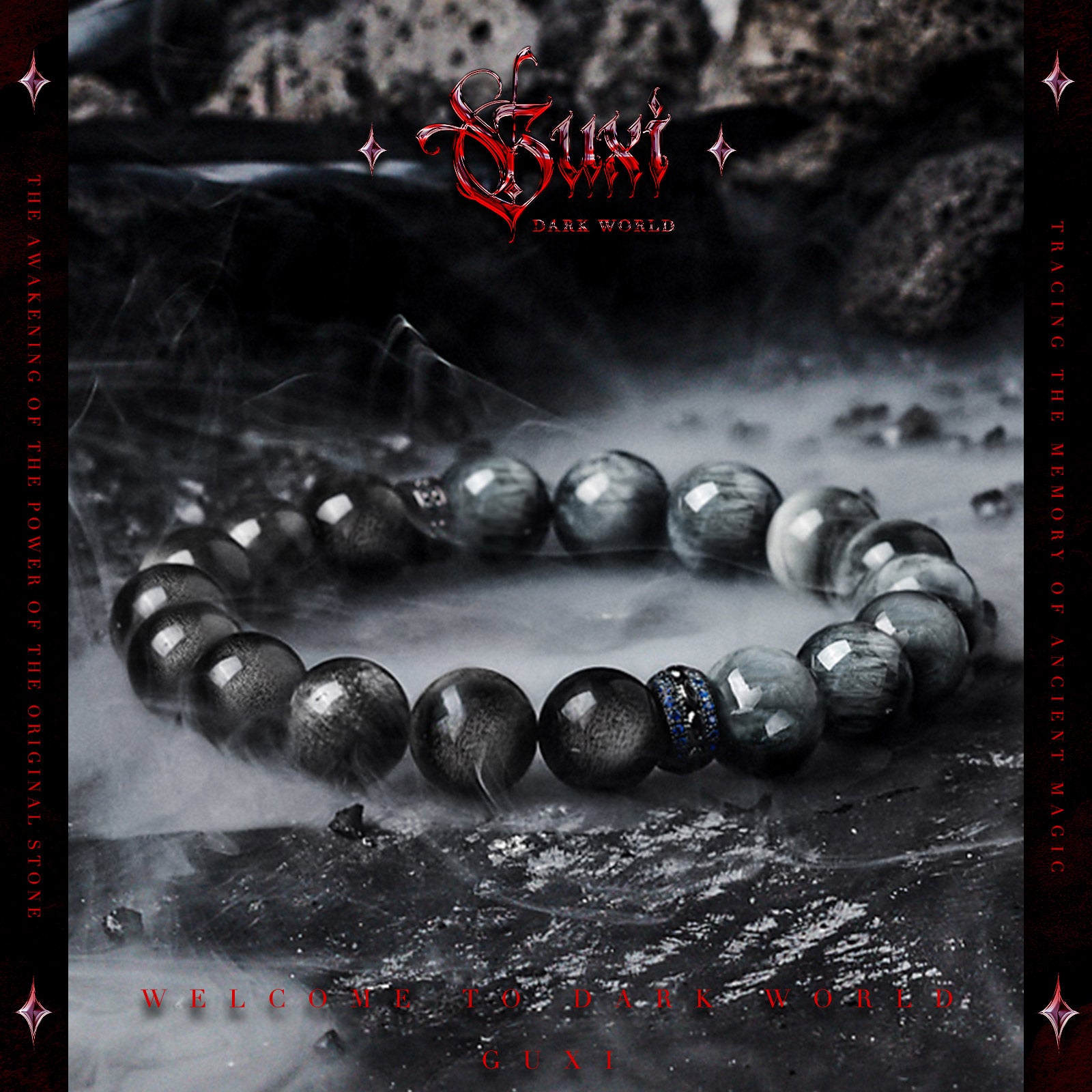 "Gaze"Obsidian&Hawkeye Stone Bracelet
